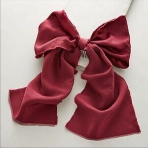 Anthropologie burgundy bow hair comb accessory new
